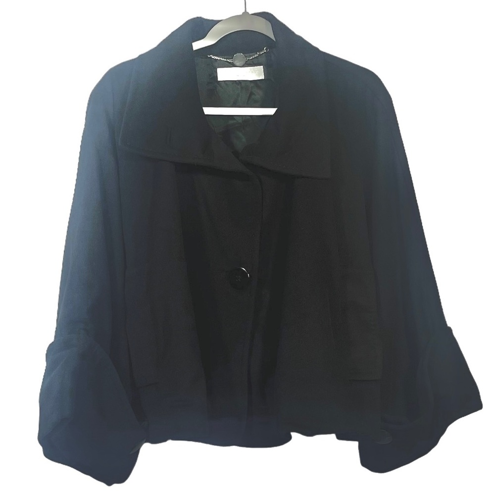 Stella McCartney Cashmere Wool Black Poncho Cape Coat made in Italy